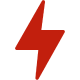Red thunderbolt icon on dark backdrop