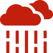 Rainy weather symbol in red