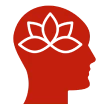 Red silhouette with lotus flower brain