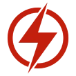 Red lightning bolt symbol on black background